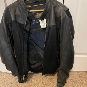 Leather and Mesh Power Trip Motorcycle Jacket